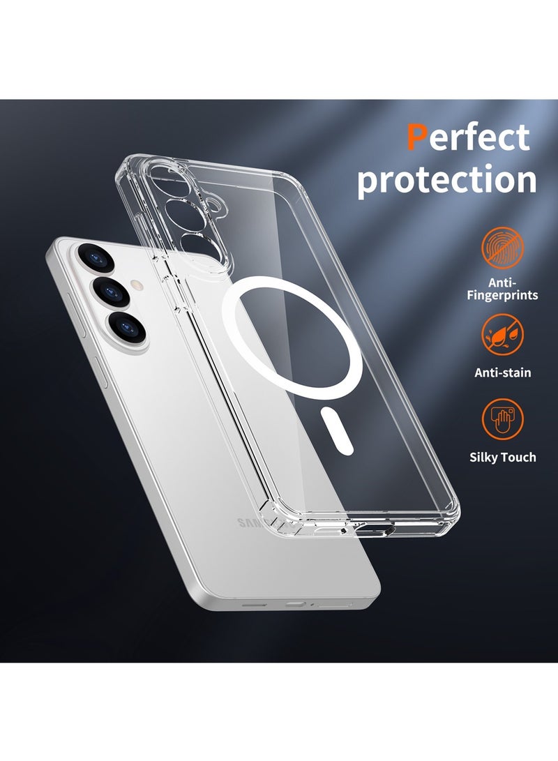 Adando for Samsung S26 Clear Case, Crystal Transparent Magnetic Cover for Minimalist Users, Mil-Grade Drop Protection Anti Yellowing Slim Rugged Protective Bumper Cover (Clear, S26) - Image 4